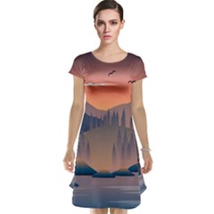 Cool Landscape Night Minimal Art Minimalist Cap Sleeve Nightdress by Ravend