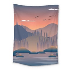 Cool Landscape Night Minimal Art Minimalist Medium Tapestry