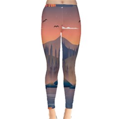 Cool Landscape Night Minimal Art Minimalist Inside Out Leggings by Ravend