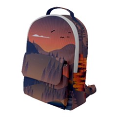 Cool Landscape Night Minimal Art Minimalist Flap Pocket Backpack (large) by Ravend