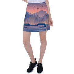 Cool Landscape Night Minimal Art Minimalist Tennis Skirt by Ravend