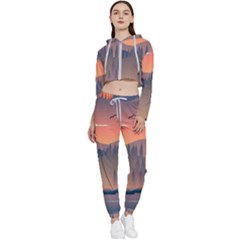 Cool Landscape Night Minimal Art Minimalist Cropped Zip Up Lounge Set by Ravend