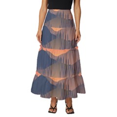 Cool Landscape Night Minimal Art Minimalist Tiered Ruffle Maxi Skirt by Ravend