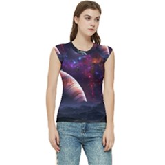 Clouds Fantasy Space Landscape Colorful Planet Women s Raglan Cap Sleeve Tee