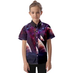 Clouds Fantasy Space Landscape Colorful Planet Kids  Short Sleeve Shirt by Ravend