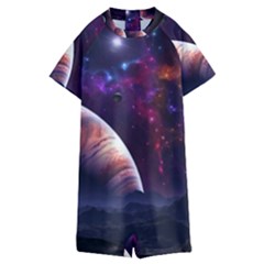 Clouds Fantasy Space Landscape Colorful Planet Kids  Boyleg Half Suit Swimwear by Ravend