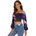 Clouds Fantasy Space Landscape Colorful Planet Long Sleeve Crinkled Weave Crop Top View2