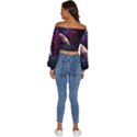 Clouds Fantasy Space Landscape Colorful Planet Long Sleeve Crinkled Weave Crop Top View4