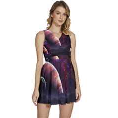 Clouds Fantasy Space Landscape Colorful Planet Sleeveless High Waist Mini Dress by Ravend