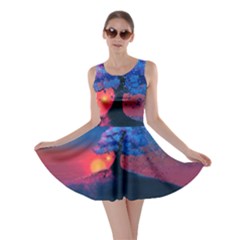 Dark Tree Sunset Landscape Art Skater Dress by Ravend