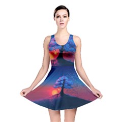 Dark Tree Sunset Landscape Art Reversible Skater Dress by Ravend