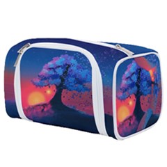 Dark Tree Sunset Landscape Art Toiletries Pouch by Ravend