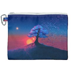 Dark Tree Sunset Landscape Art Canvas Cosmetic Bag (xxl) by Ravend