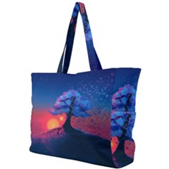 Dark Tree Sunset Landscape Art Simple Shoulder Bag by Ravend