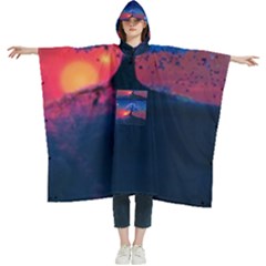 Dark Tree Sunset Landscape Art Women s Hooded Rain Ponchos by Ravend