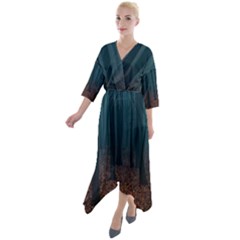 Dark Forest Nature Quarter Sleeve Wrap Front Maxi Dress by Ravend