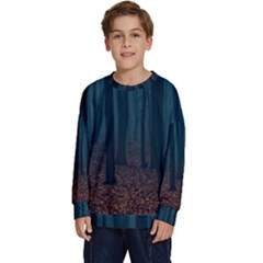 Dark Forest Nature Kids  Long Sleeve Jersey by Ravend