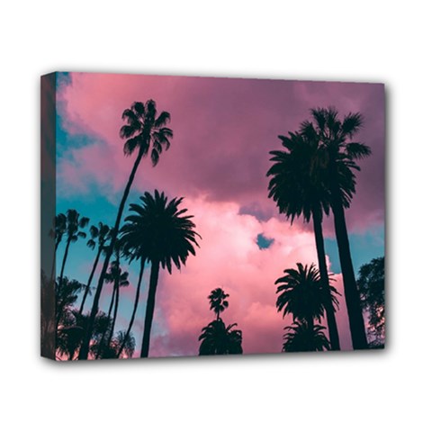 Nature Sunset Sky Clouds Palms Tropics Porous Canvas 10  X 8  (stretched) by Ravend