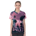 Nature Sunset Sky Clouds Palms Tropics Porous Women s Cotton Tee View1