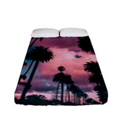 Nature Sunset Sky Clouds Palms Tropics Porous Fitted Sheet (full/ Double Size) by Ravend