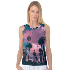 Nature Sunset Sky Clouds Palms Tropics Porous Women s Basketball Tank Top by Ravend