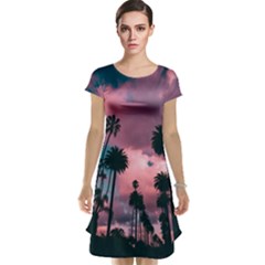 Nature Sunset Sky Clouds Palms Tropics Porous Cap Sleeve Nightdress by Ravend