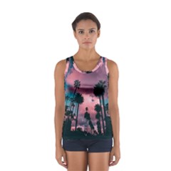 Nature Sunset Sky Clouds Palms Tropics Porous Sport Tank Top  by Ravend