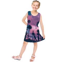 Nature Sunset Sky Clouds Palms Tropics Porous Kids  Tunic Dress by Ravend