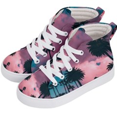 Nature Sunset Sky Clouds Palms Tropics Porous Kids  Hi-top Skate Sneakers by Ravend