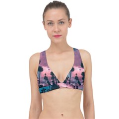 Nature Sunset Sky Clouds Palms Tropics Porous Classic Banded Bikini Top by Ravend