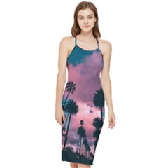 Nature Sunset Sky Clouds Palms Tropics Porous Bodycon Cross Back Summer Dress by Ravend