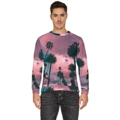 Nature Sunset Sky Clouds Palms Tropics Porous Men s Fleece Sweatshirt by Ravend