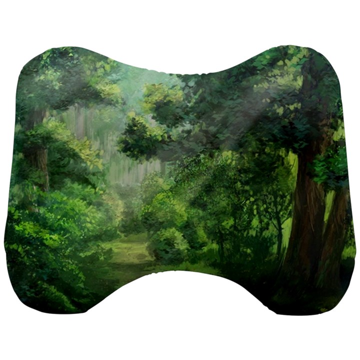 Anime Green Forest Jungle Nature Landscape Head Support Cushion