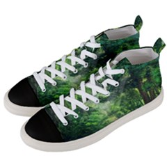 Anime Green Forest Jungle Nature Landscape Men s Mid-top Canvas Sneakers by Ravend