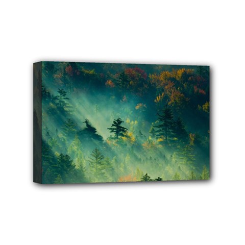 Green Tree Forest Jungle Nature Landscape Mini Canvas 6  X 4  (stretched) by Ravend