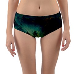 Green Tree Forest Jungle Nature Landscape Reversible Mid-waist Bikini Bottoms by Ravend