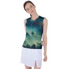 Green Tree Forest Jungle Nature Landscape Women s Sleeveless Sports Top by Ravend