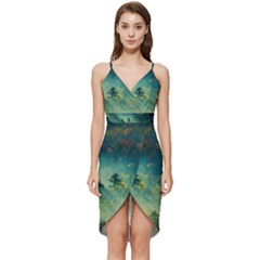 Green Tree Forest Jungle Nature Landscape Wrap Frill Dress by Ravend