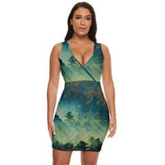 Green Tree Forest Jungle Nature Landscape Draped Bodycon Dress