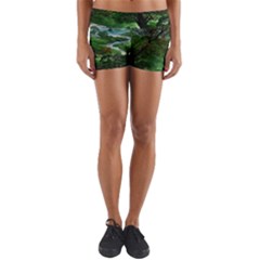 Jungle Forreast Landscape Nature Yoga Shorts by Ravend