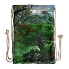 Jungle Forreast Landscape Nature Drawstring Bag (large) by Ravend