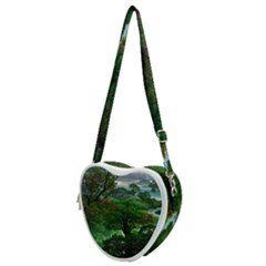 Jungle Forreast Landscape Nature Heart Shoulder Bag by Ravend