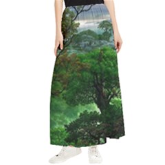 Jungle Forreast Landscape Nature Maxi Chiffon Skirt by Ravend