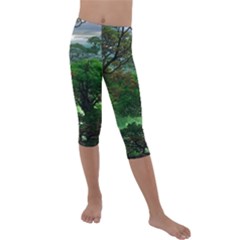 Jungle Forreast Landscape Nature Kids  Lightweight Velour Capri Leggings  by Ravend