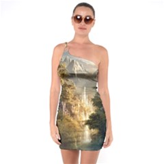 Natural Landscape Nature Vegetation Jungle One Shoulder Ring Trim Bodycon Dress by Ravend