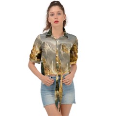 Natural Landscape Nature Vegetation Jungle Tie Front Shirt  by Ravend