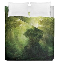 Green Beautiful Jungle Duvet Cover Double Side (queen Size) by Ravend