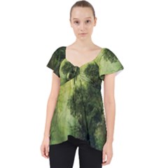 Green Beautiful Jungle Lace Front Dolly Top by Ravend