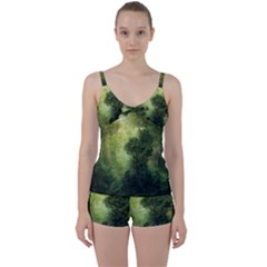 Green Beautiful Jungle Tie Front Two Piece Tankini by Ravend