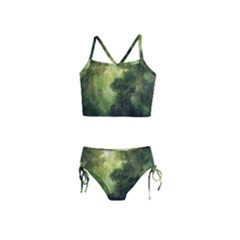 Green Beautiful Jungle Girls  Tankini Swimsuit